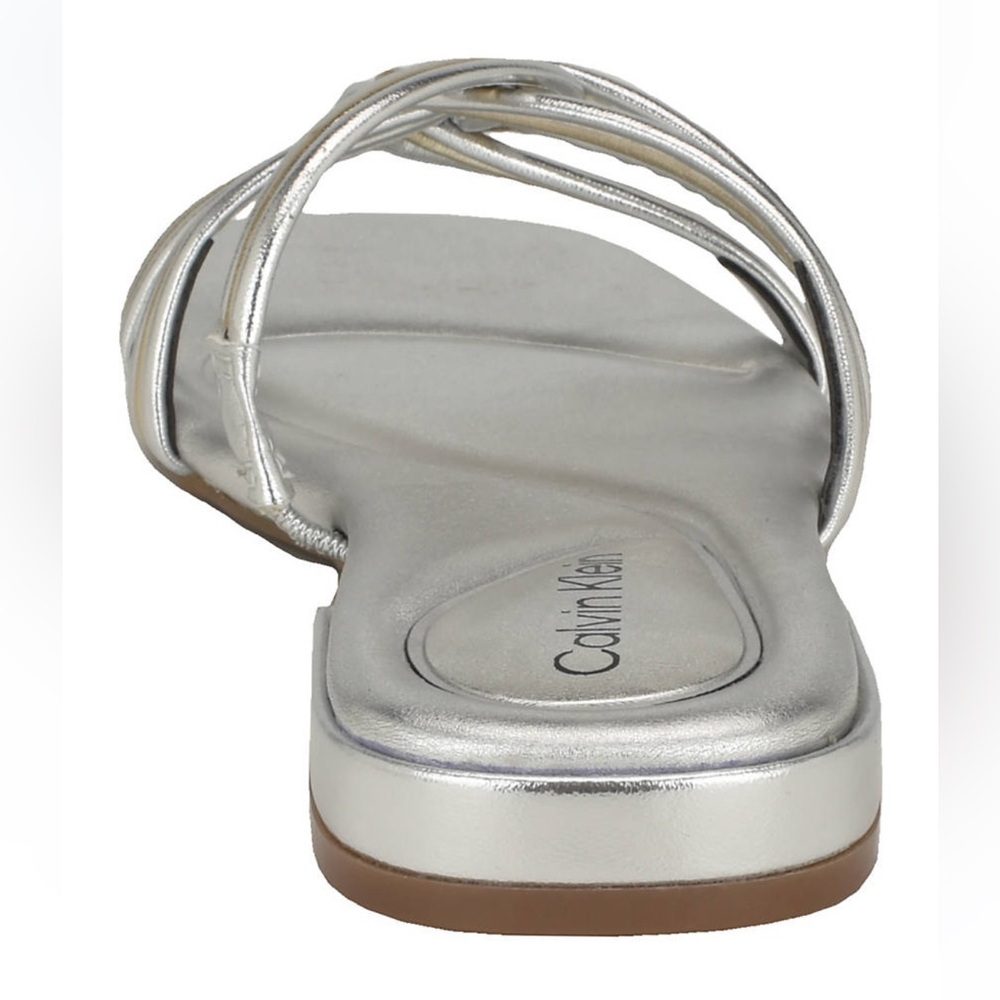 NWT. Calvin Klein Women's Silver & Gold Tianela Flat Slide Sandals Sz 7M No Box - Picture 4 of 12